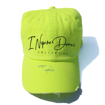 INspireDreamzCollection Neon Green Distressed Hat / Black Logo