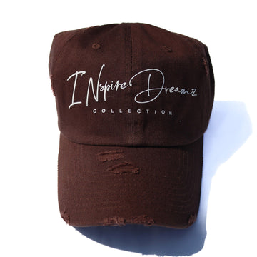 INspireDreamzCollection Brown Distressed  Hat / White Logo