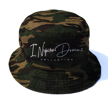 INspireDreamzCollection Bucket Army Fatugued Hat / White Logo